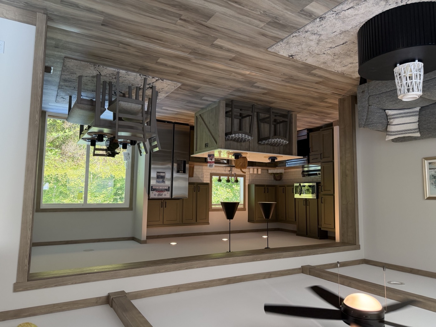 Kitchen with green shaker cabinets