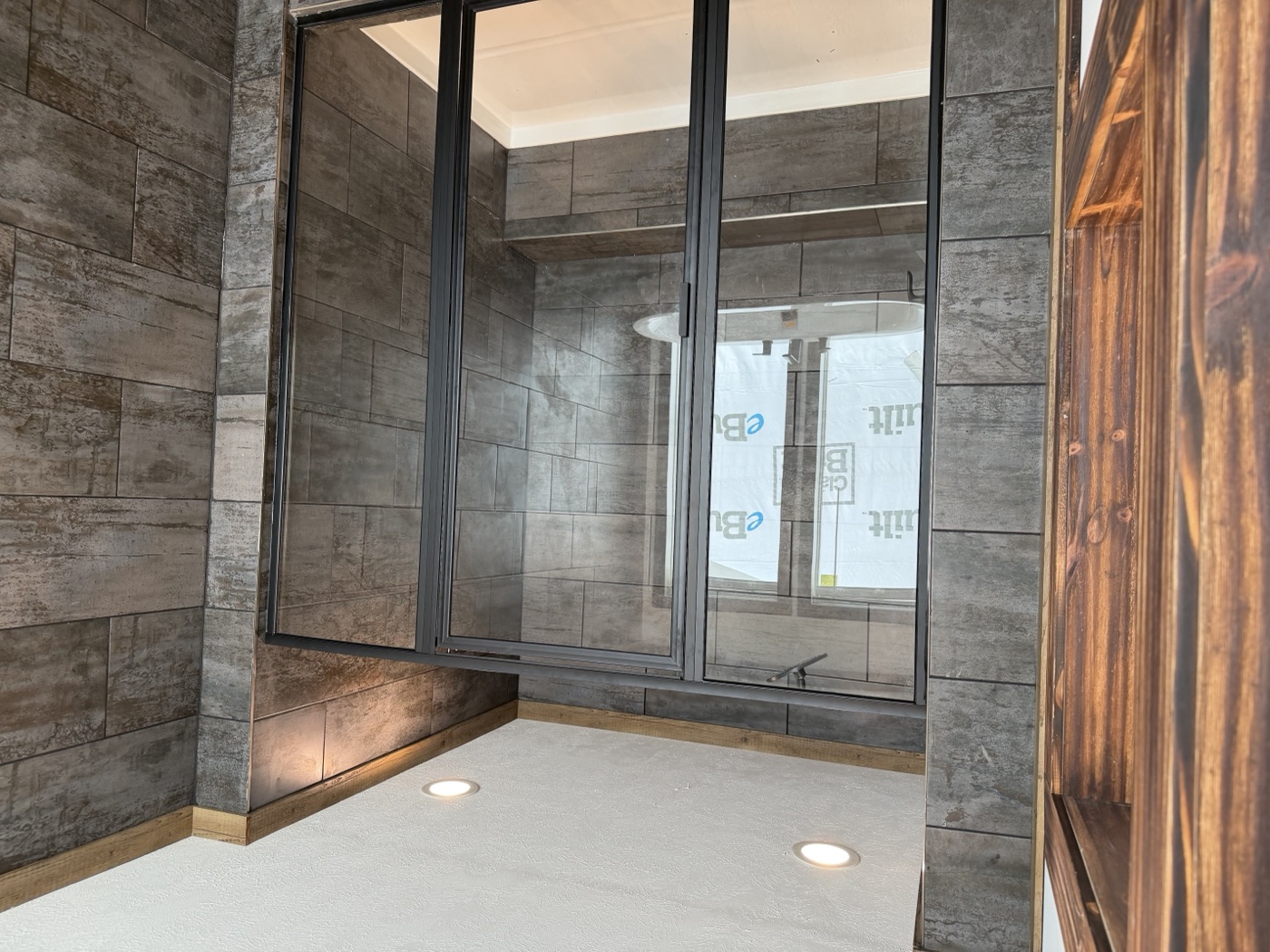 Tiled walk-in shower
